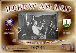 100BKW Award celebrating 100 years broadcast Königs Wusterhausen