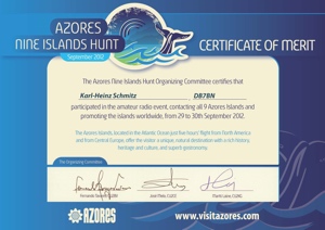 Azores Nine Island Hunt Certificate of Merit 2012