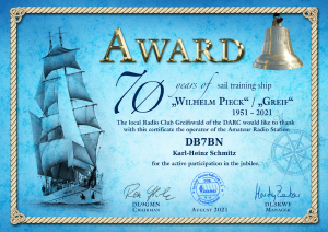 70 years of sail training ship Wilhelm Piek / Greif 1051-2021