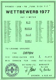 Funk Dich fit Wettbewerb UKW OV I04 Bremen 1977