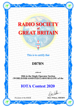 Single Operator Section (WORLD/SSB/ASSISTED/12-HOURS/LOW) of the IOTA Contest 2020