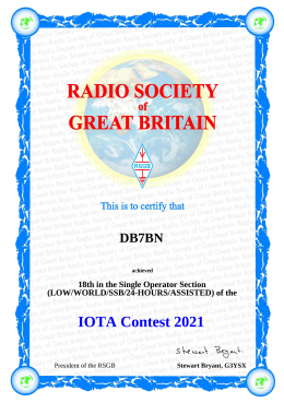 Single Operator Section (WORLD/SSB/ASSISTED/12-HOURS/LOW) of the IOTA Contest 2021