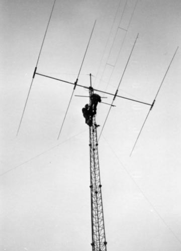 in 20m Höhe auf dem Antennenmast von Klaus (DJ2VB)