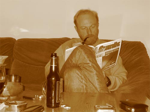 beer, pipe and a ham radio magazine<br>(sepia-effect)