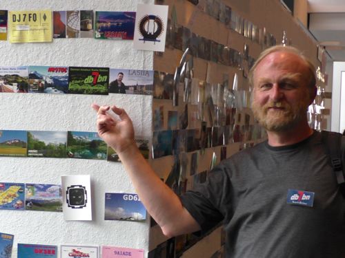 My new QSL card on the QSL wall at the Ham Radio 2014